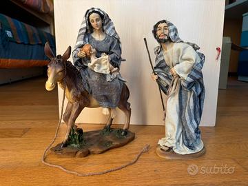 Statue presepe Maria, Giuseppe, Gesù, Asino
