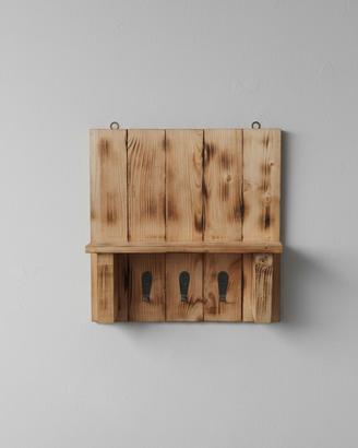 Appendiabiti da parete - legno rustico con mensola