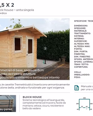 Casetta in legno 2,5x2 spessore 28mm blockhouse