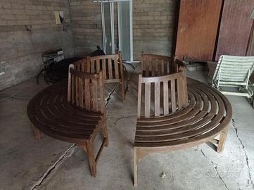 Coppia panche circolari da giardino in legno