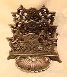 Porta lettere in ottone da scrivania due scomparti