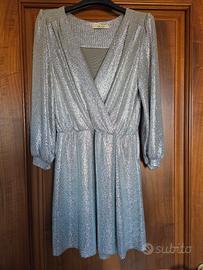 vestito abito argento corto