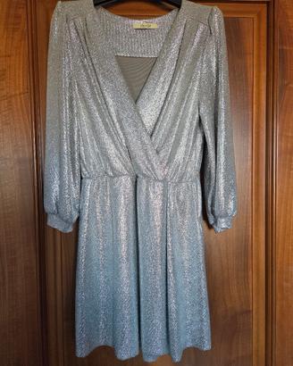 vestito abito argento corto