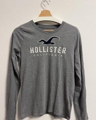 Hollister California Maglia Manica Lunga Grigia