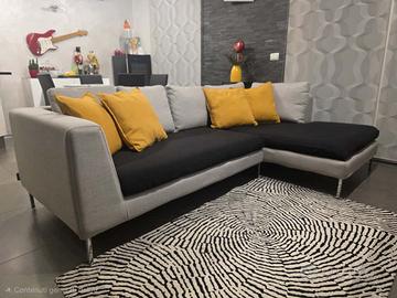 Divano con penisola grigio Luna by Alberta Divani