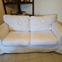 Divano due posti,in cotone bianco sfoderabile