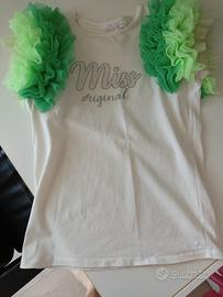 maglia bambina bianca e verde 