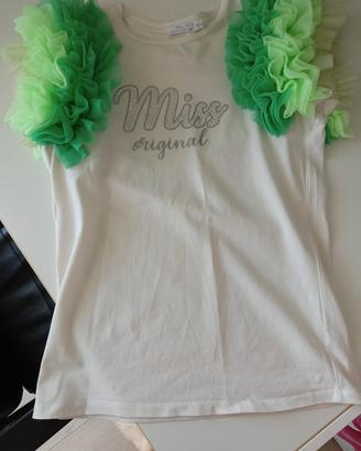 maglia bambina bianca e verde 