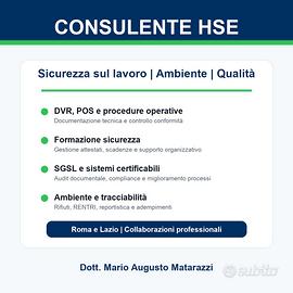 Consulente HSE Sicurezza sul Lavoro e Ambiente