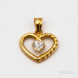 Ciondolo oro giallo 18 kt a cuore con zircone L.4