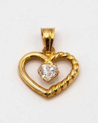 Ciondolo oro giallo 18 kt a cuore con zircone L.4