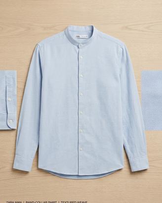 ZARA Camicia Uomo Azzurra Slim Fit M Nuova