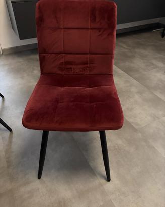 Set sei sedie velluto rosse