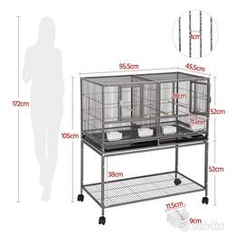 Gabbia due piani con ruote