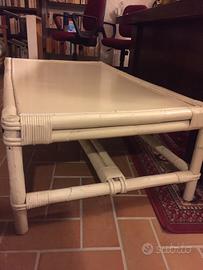 Set 3 tavolini in midollino laccato bianco,