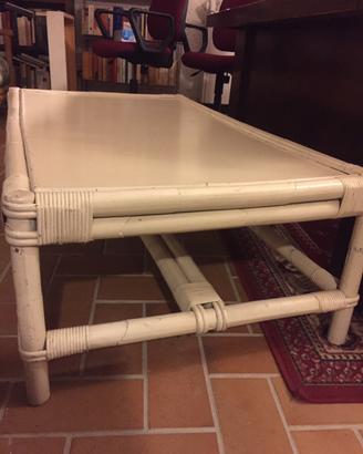 Set 3 tavolini in midollino laccato bianco,
