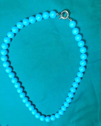 collana sfere 10mm pasta di turchese neolite.