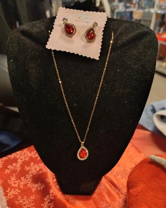 parure gemma rossa e dorata 