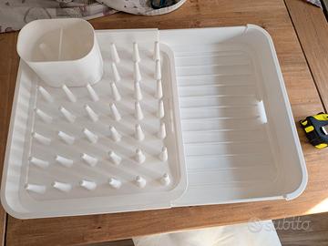 Scolapiatti allungabile nuovo con portaposate