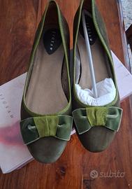 Ballerine nuove in velluto verde