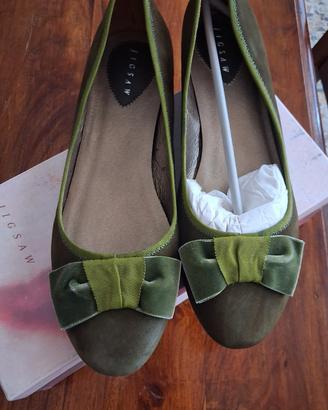 Ballerine nuove in velluto verde