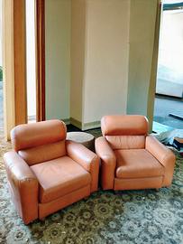 Coppia di poltrone in pelle in buone condizioni