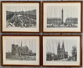 Quattro vecchie stampe da galleria d’arte