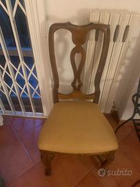 6 sedie in legno con seduta gialla