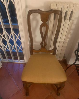 6 sedie in legno con seduta gialla