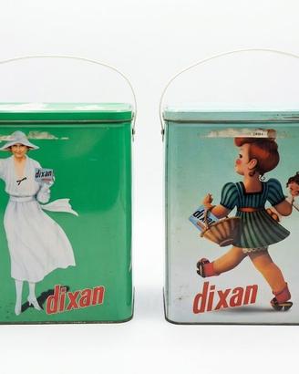 Coppia  Scatole di Latta Vintage DIXAN con Manico
