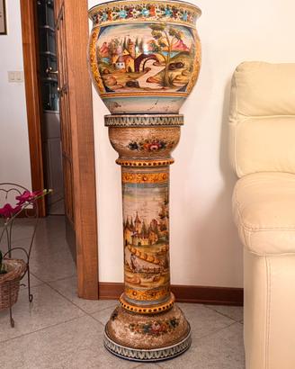 Portavaso in ceramica artistica con colonna