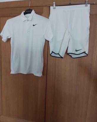Completo tennis bambino 10-12 anni Nike bianco