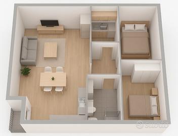 Trilocale di 80 mq in centro con balcone, cantina