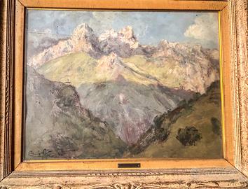 Dipinto Carlo Aimetti olio su tavola Adamello 1941