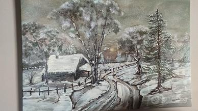 quadro paesaggio olio su tela 90x60