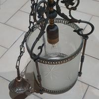 lanterna vintage in ottone e vetro, databile agli 
