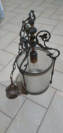 lanterna vintage in ottone e vetro, databile agli 