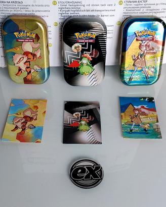 Pokémon - Tre tin (vuote) di latta e una moneta