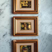 3 quadretti su foglia d'oro 24 k.ti