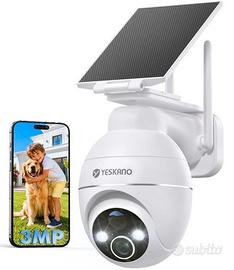 YESKANO Telecamera Wi-Fi Esterno 2K Senza Fili Con