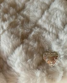 Medaglione portafoto antico collana ciondolo cuore