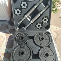 Kit 20kg coppia manubri pesi dischi ghisa palestra