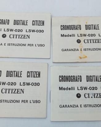 istruzioni garanzia Citizen cronografo 