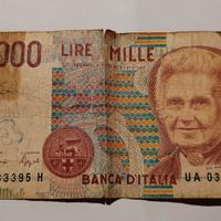 Banconota da mille lire raffigurante la Montessori