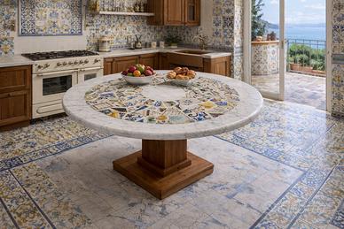 PIANO TAVOLO IN MARMO BIANCO CARRARA/RIGGIOLE NAPO