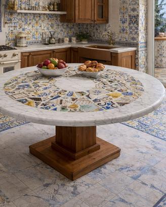 PIANO TAVOLO IN MARMO BIANCO CARRARA/RIGGIOLE NAPO