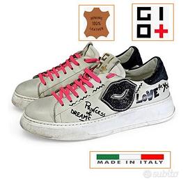 Sneakers GIO+ n.38 pelle strass scritte Platform