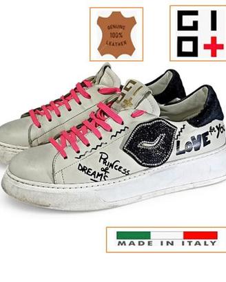 Sneakers GIO+ n.38 pelle strass scritte Platform