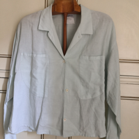 Camicia cotone lino col. acquamarina