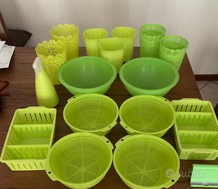 Lotto stoviglie/organizzatori/ sotto vasi plastica